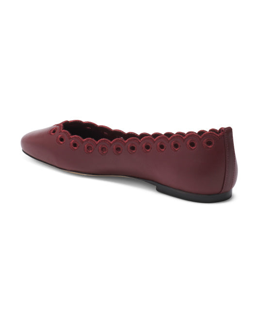 LARROUDE Made In Brazil Leather Meghan Broderie Flats