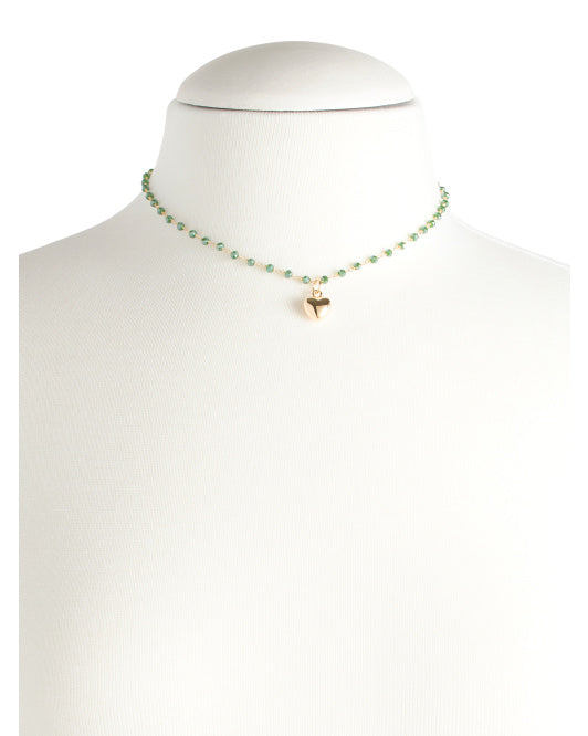 MILOR SILVER Made In Italy Sterling Silver Beaded Heart Charm Necklace