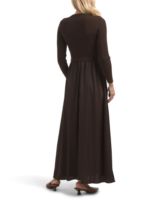 TAYLOR Long Sleeve Twofer Maxi Dress