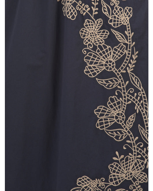 SOLITAIRE Three-quarter Sleeve Floral Embroidered Cutout Dress