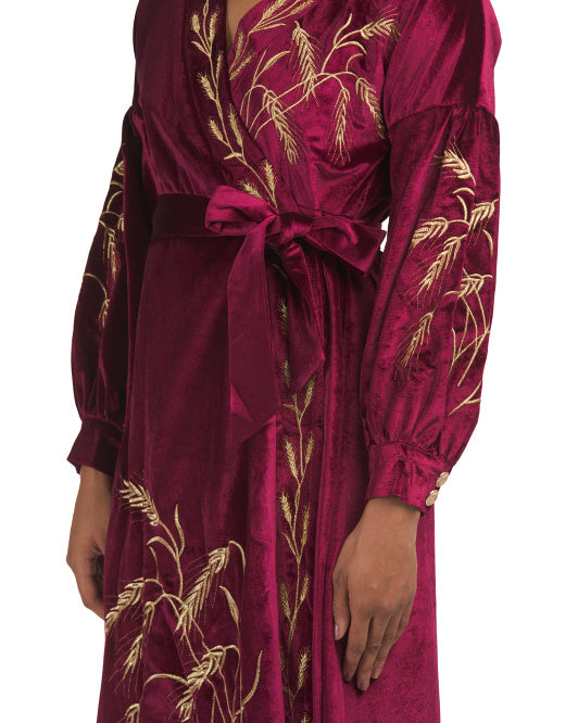 DALIA MACPHEE Long Sleeve Embroidered Maxi Dress