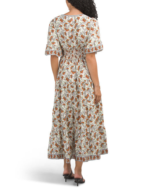 MAX STUDIO Smocked Waist Surplice Front Maxi Dress