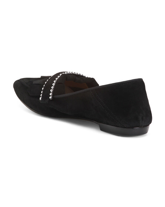 FABIANELLI Made In Italy Suede Tassel Moccassin Flats