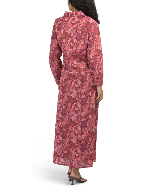 BINDU Border Print Maxi Shirt Dress