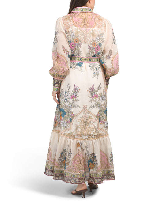 NANCY YANG Baroque Blossom Maxi Dress With Slip