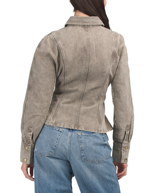 TOCCIN Made In Portugal Mina Seamed Tie Front Button Down Shirt