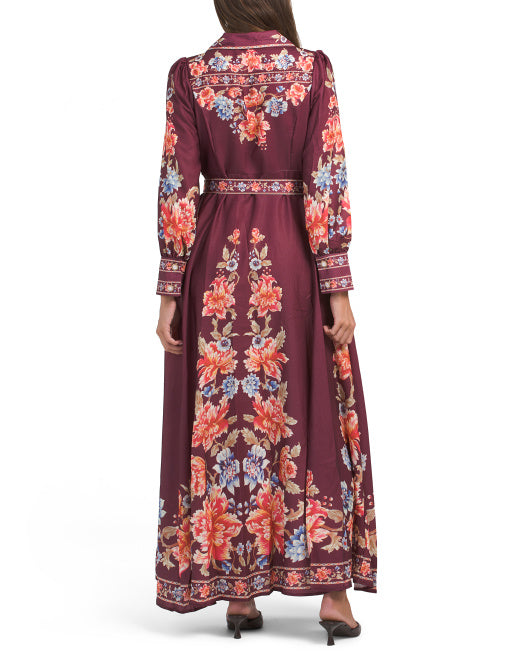 DALIA MACPHEE Long Sleeve Floral Maxi Dress