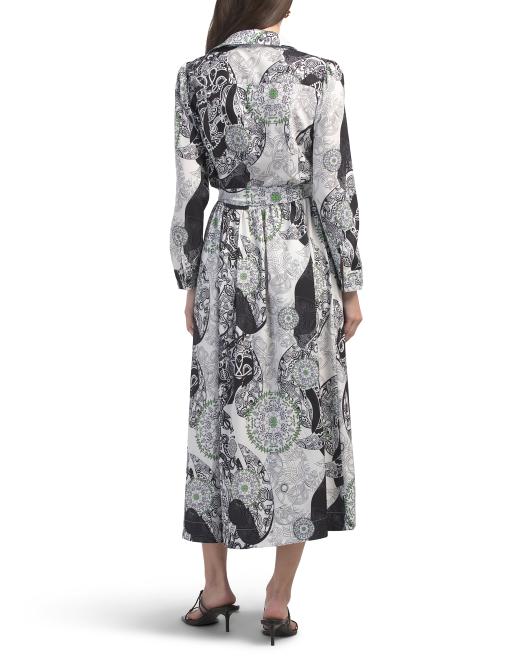 NANCY YANG Long Sleeve Shirt Dress
