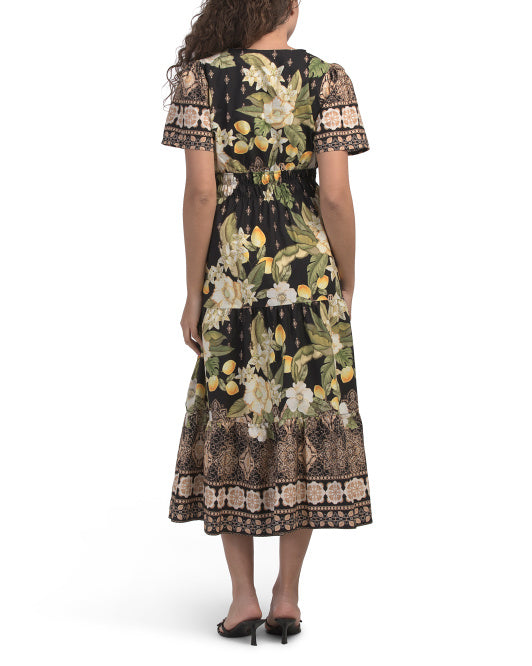 BELLAMBRA Made In Italy Short Sleeve Tiered Maxi Dress
