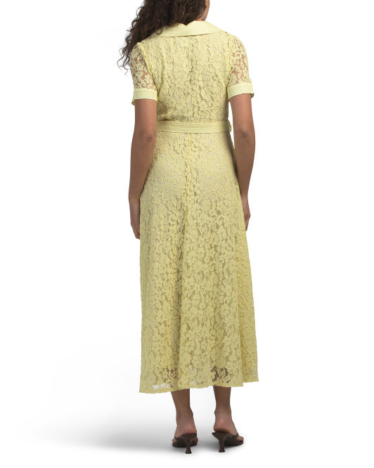 DALIA MACPHEE Short Sleeve Lace Maxi Dress