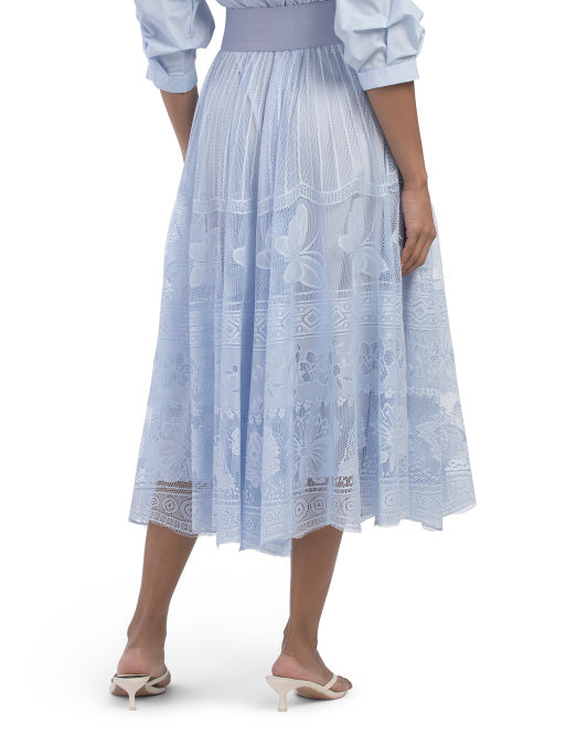 DALIA MACPHEE Three-quarter Sleeve Eyelet Maxi Dress With Exaggerated Belt