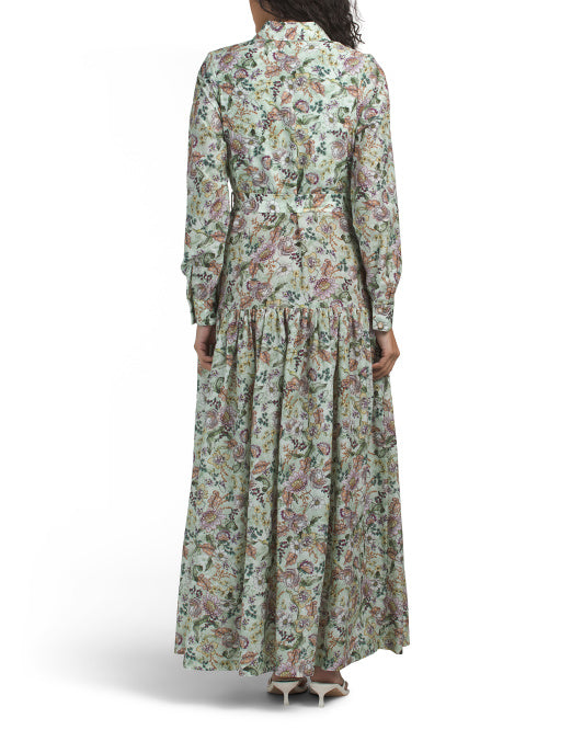 AQUA BLU Long Sleeve Lotus Maxi Dress
