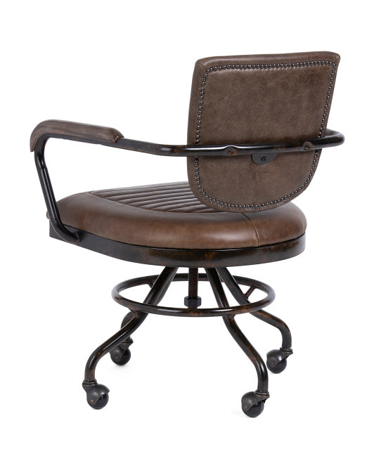 MOES HOME COLLECTION 21x32 Top Grain Leather Foster Swivel Desk Chair