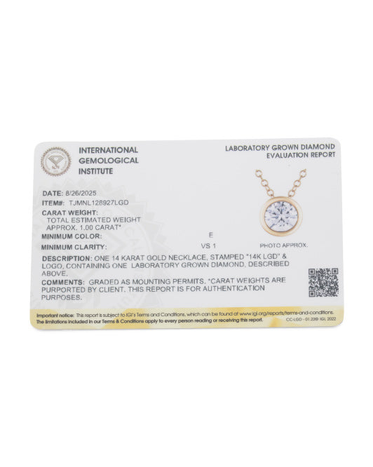 LAB GROWN BY GUILD Made In The Usa 14kt Gold Lab Diamond Pendant Necklace