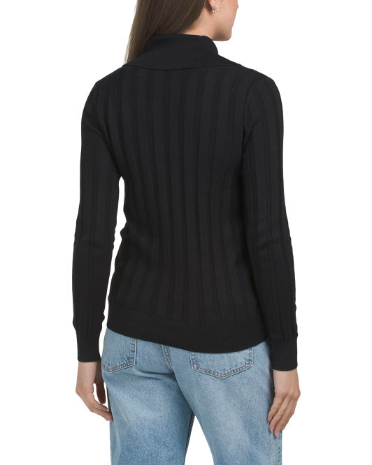 METRIC KNITS Cotton Blend Ribbed Pullover Sweater