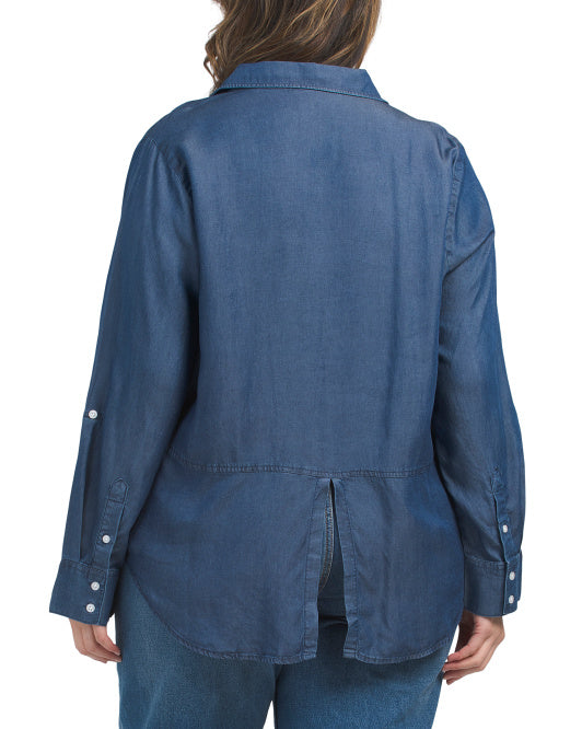 STELLA & GINGER Plus Button And Slit Back Top