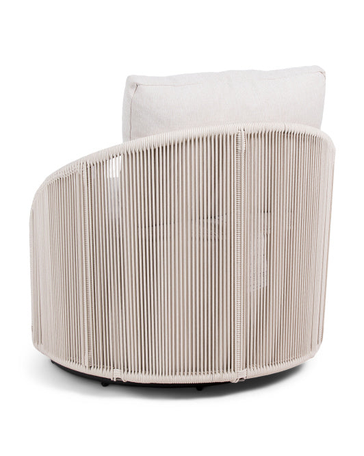 HANDCRAFTED IN VIETNAM 30.25x27.5 Outdoor Rope Detail Upholstered Swivel Chair