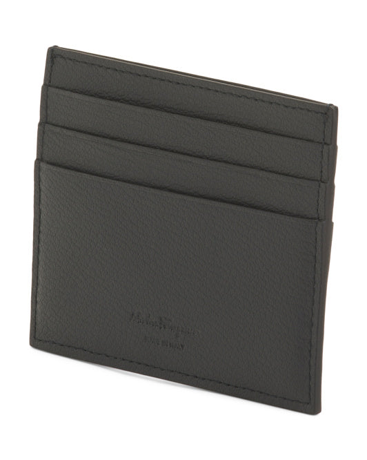 SALVATORE FERRAGAMO Made In Italy Calfskin Leather Crosta Toledo Designer Card Holder