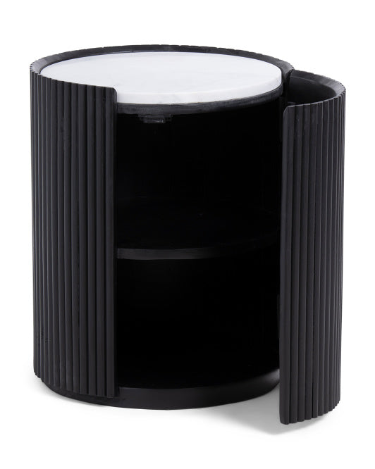 SAGEBROOK HOME 16x19.75 Marble Top Storage Accent Table