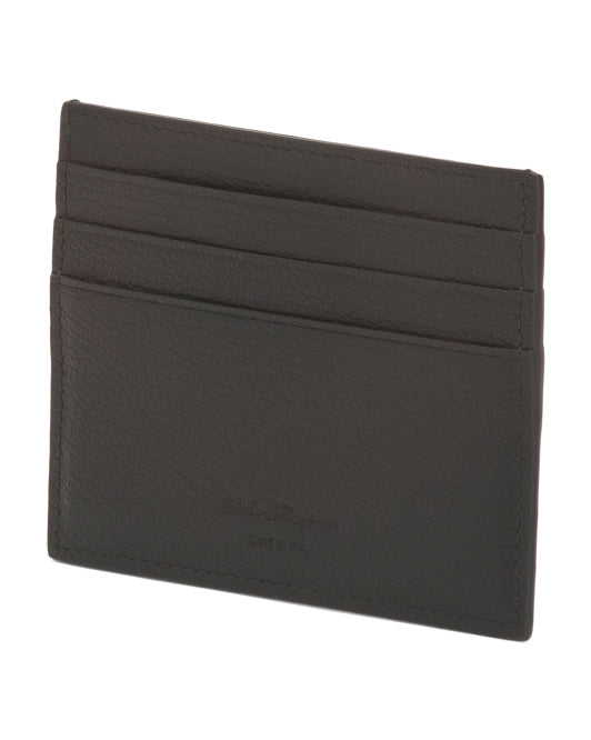 FERRAGAMO Made In Italy Leather Designer Card Holder