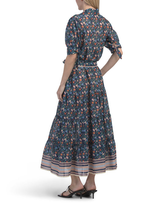 SHOSHANNA Button Down Tiered Midi Cover-up Dress