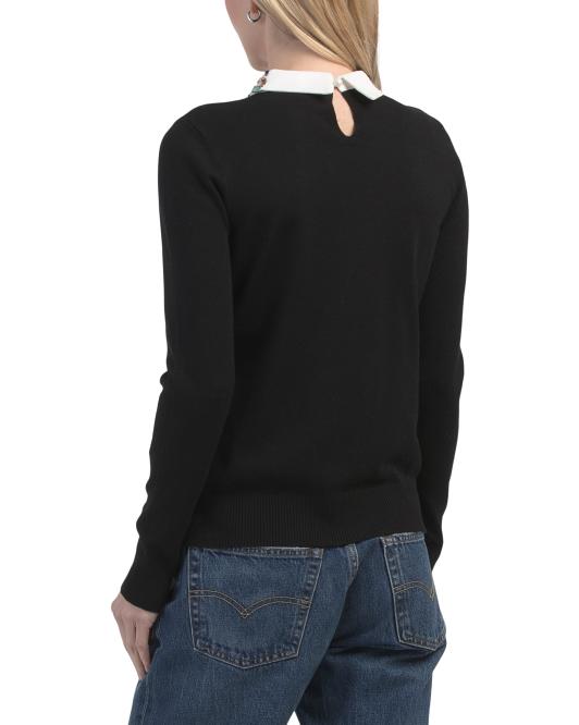 SIONI MILANO Collar Twofer Pull Over Sweater