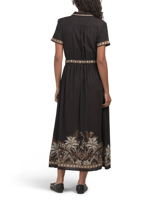 MAX STUDIO Button Front Drawstring Maxi Shirt Dress