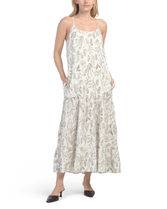 MARTHA STEWART 2pc Linen Blend Maxi Dress With Sweater Set