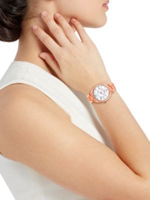 Fendi
34MM Stainless Steel, Mother-Of-Pearl & Diamond Bracelet Watch