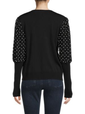 YAL New York
Faux Pearl Puff Sleeve Sweater