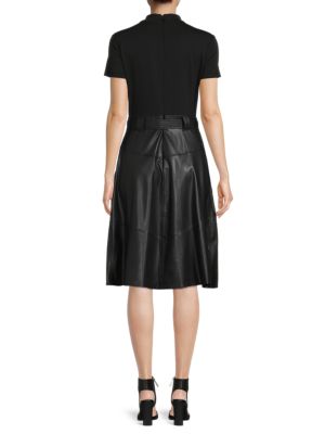 Karl Lagerfeld Paris
Belted Faux Leather Twofer Dress