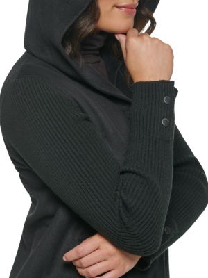 Kenneth Cole
Ribbed Sleeve Hooded Coat