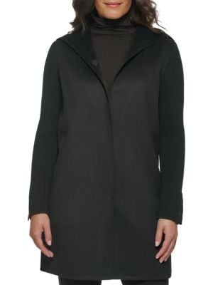 Kenneth Cole
Ribbed Sleeve Hooded Coat
