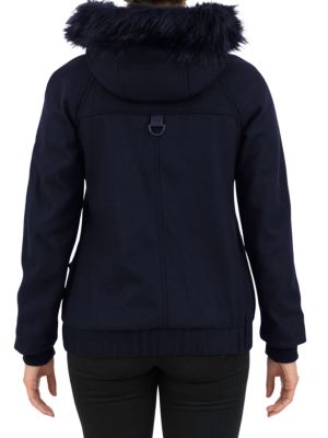 Kensie
Wool Blend Faux Fur Trim Coat