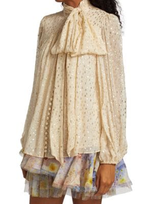 Zimmermann
Tie-Accented Silk Jacquard Blouse