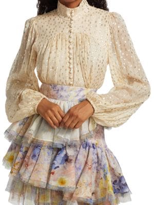 Zimmermann
Tie-Accented Silk Jacquard Blouse