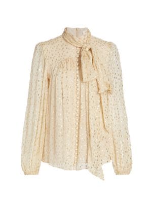 Zimmermann
Tie-Accented Silk Jacquard Blouse
