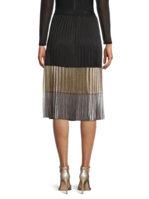 Karl Lagerfeld Paris
Metallic Colorblock Pleated Skirt