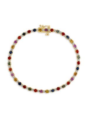 Effy ENY
14K Goldplated Sterling Silver, Sapphire & Diamond Bracelet