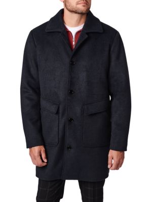 Kenneth Cole
Faux Shearling Hooded Wool Blend Coat