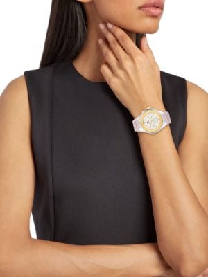 Michele
Jelly Bean 38MM Two Tone Stainless Steel & Silicone Strap Chronograph Watch