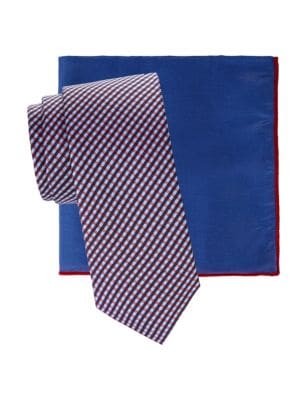 Hickey Freeman
2-Piece Patterned Tie & Solid Pocket Square Set