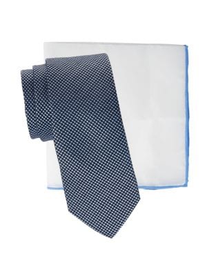 Hickey Freeman
2-Piece Patterned Tie & Solid Pocket Square Set