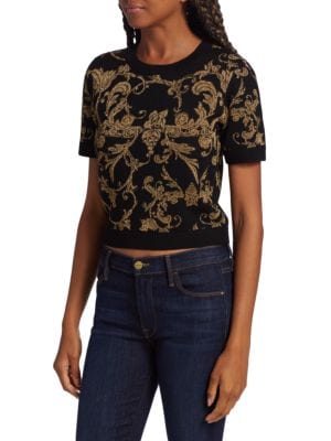 Alice + Olivia
Ciara Jacquard Knit Crop Sweater