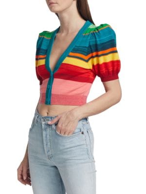 Alice + Olivia
Romi Striped Puff Sleeve Cardigan