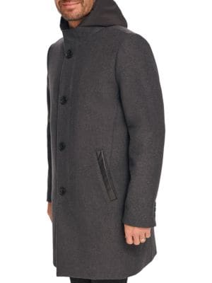 Kenneth Cole
Melton Walker Mixed Media Hooded Bib Overcoat