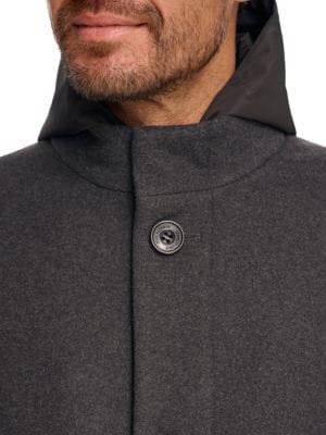 Kenneth Cole
Melton Walker Mixed Media Hooded Bib Overcoat