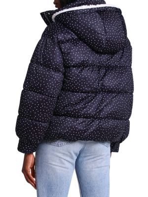 Avec Les Filles
Relaxed Polka Dot Faux Fur Lined Hood Puffer Jacket