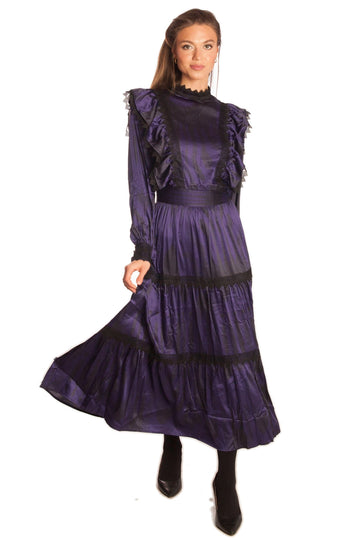 Tiered Print+Lace Detailing Dress