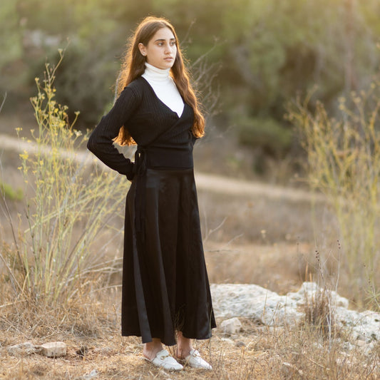 2023 Fall High Quality Customized Women Stain Skirt Black Color 3 Sizes, #1044